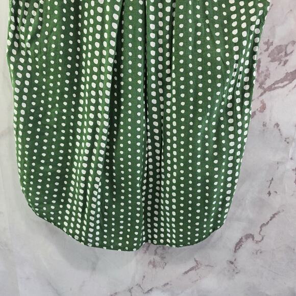 Anthropologie Top Womens XS Green White Tank Polka Dot Blouse Notch Popover - Picture 7 of 9